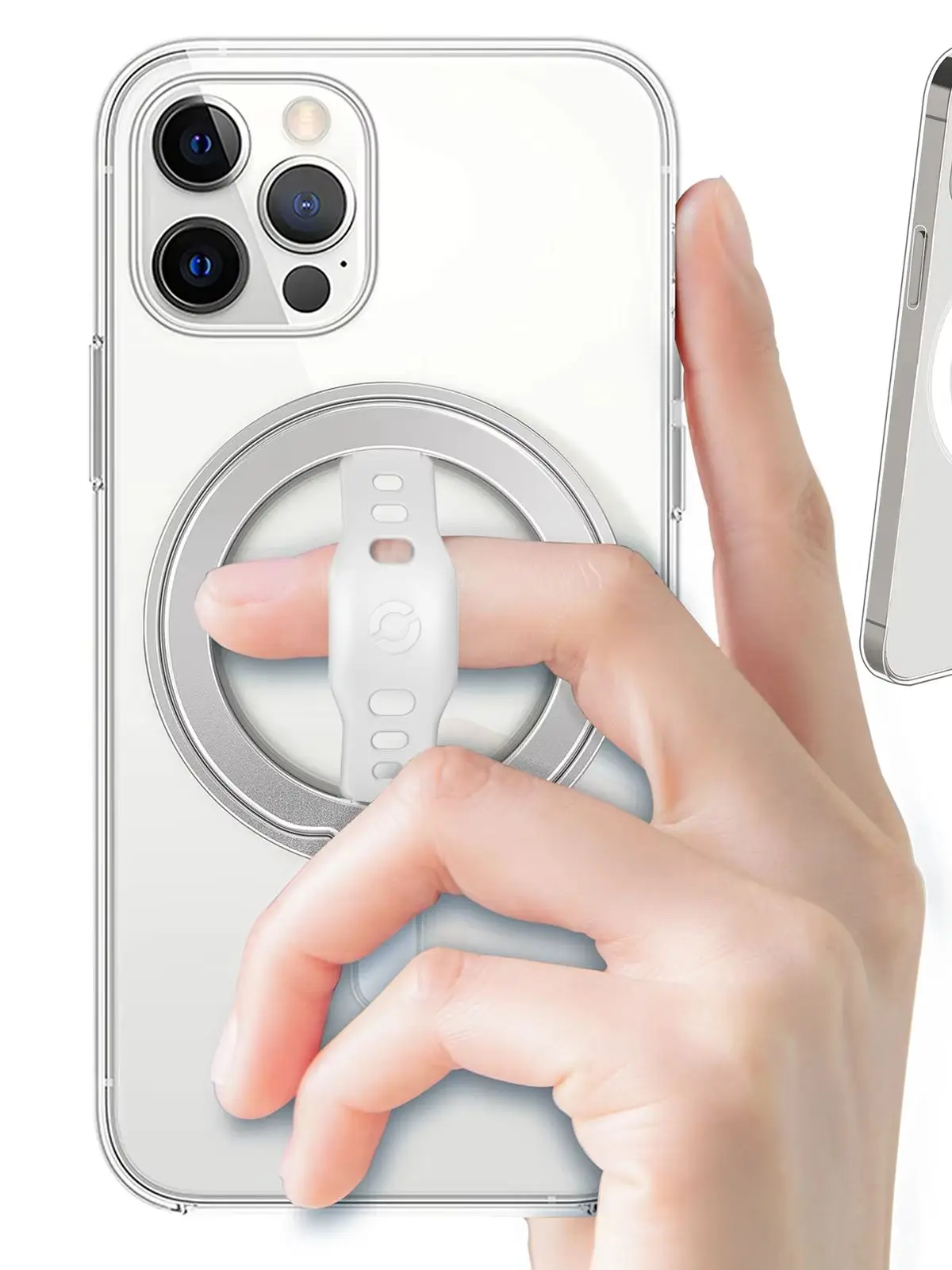 Magnetyczny uchwyt i podstawka do telefonu EWA z silikonowym paskiem na palec do uchwytu pierścieniowego Magsafe tylko do iPhone'a 13 12 Pro/Pro Max/Mini — zdjęcie produktu 7