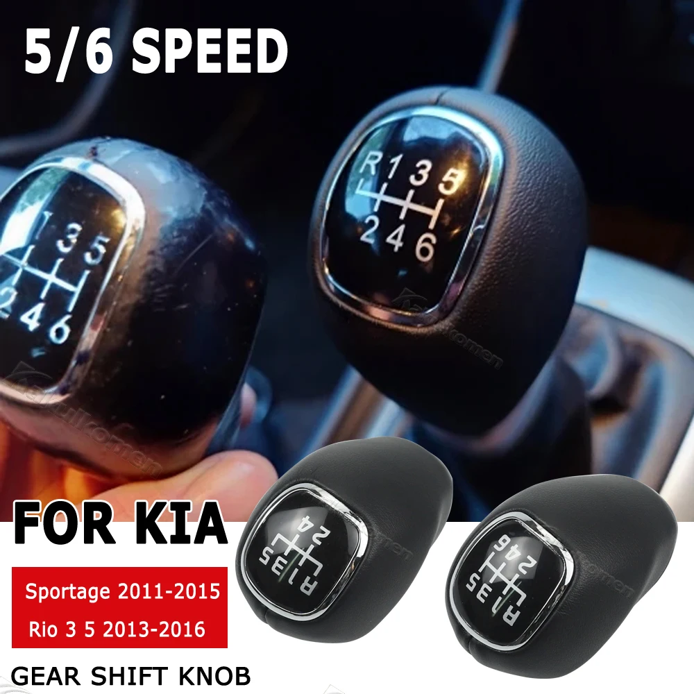 Für Kia Sportage 2011-2015 RIO VELOSTER Neues Leder 5/6 Gang Schaltgetriebe Schaltknauf MT43711 3W400HU