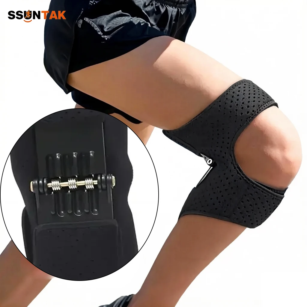 SSUNTAK Upgraded Knee Support Booster Brace Spring Loaded Joint Protection Knee Pad Breathable Knee Stabilizer for Sport Climb