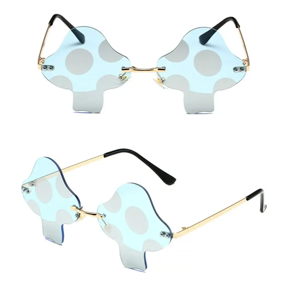 Trendy Novel Irregular Rimless Halloween Decorations Eyewear Sunglasses for Women Sun Glasses Mushroom Shape