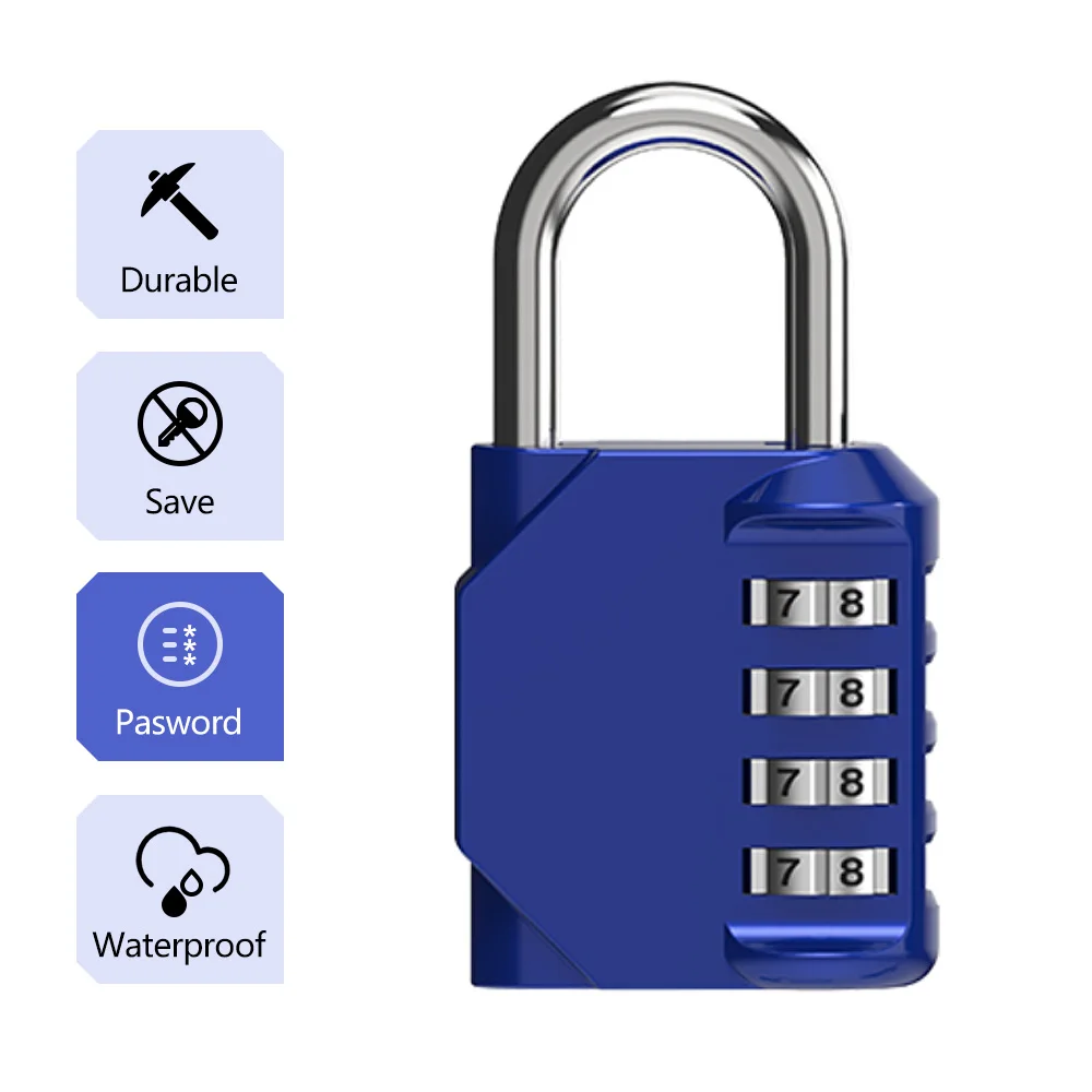 1Pc Durable Anti-theft Resettable 4-Digit Combination Lock Compact Metal for Travel Luggage Backpack Travelers