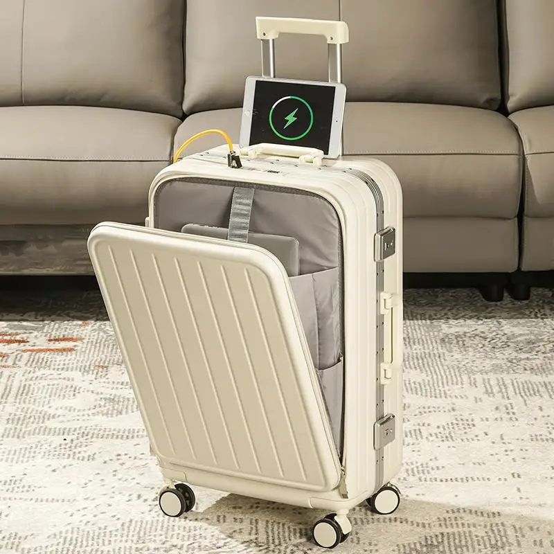 

New front-facing luggage box, universal wheel suitcase with cup holder, boarding trolley