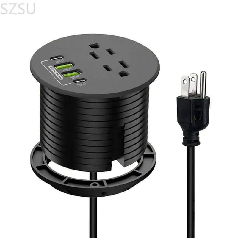 

SZSU Circular Embedded Power Outlet Power Strips 2 AC 4 USB Port 65W USB C Charging