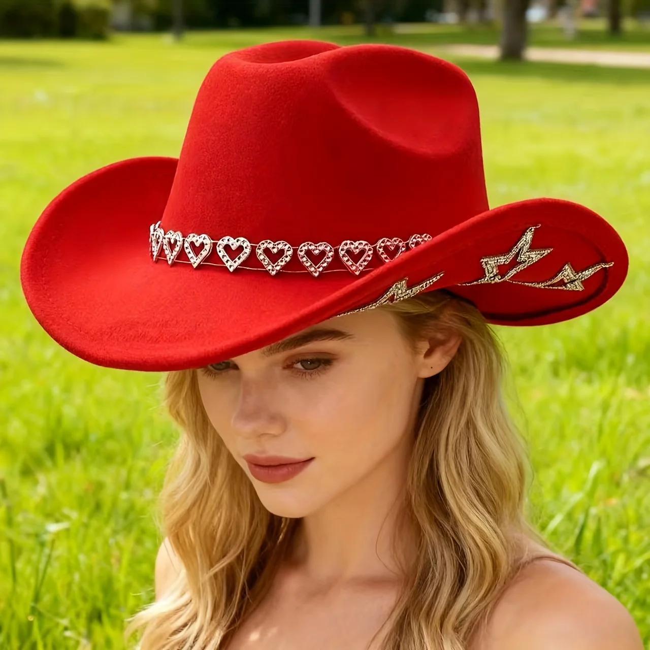 หมวกฮองหลวนสีชมพูประดับกลิตเตอร์สำหรับผู้ใหญ่และหมวกคาวบอยประดับคริสตัลสำหรับผู้หญิง, อุปกรณ์เสริมคอสเพลย์คาวบอยหญิงและหมวกคาวเกิร์ล