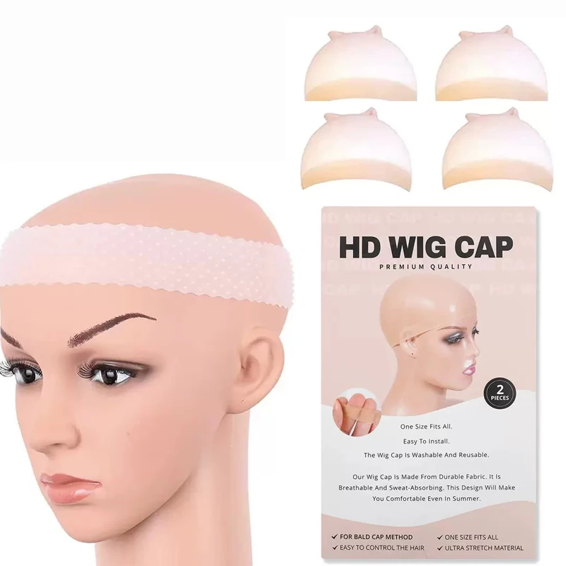 Silicone elastic wig grip headband with 2 bags 4pc HD wig cap for lace frontal wig non-slip headband 3 color Elastic anti slip