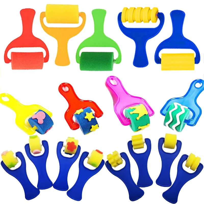Children Drawing Toys Painting Sponge Roller Brush Kids Graffiti DIY Tool Early Education Toys Parent-child Interaction Toy TMZ