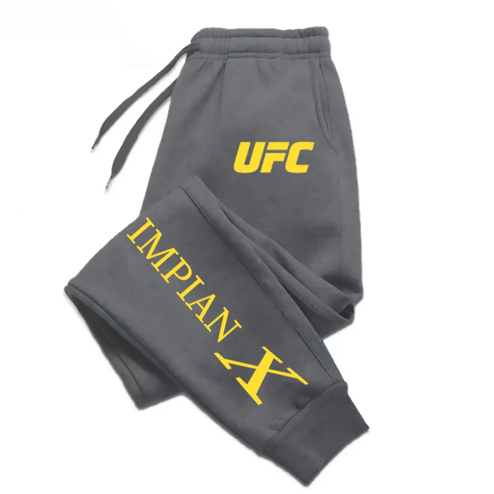 

UFC Mens Casual Pants Autumn Winter Sweatpants Gym Trousers Fashion Solid Color Workout Long Pants Men Running Jogger Sports