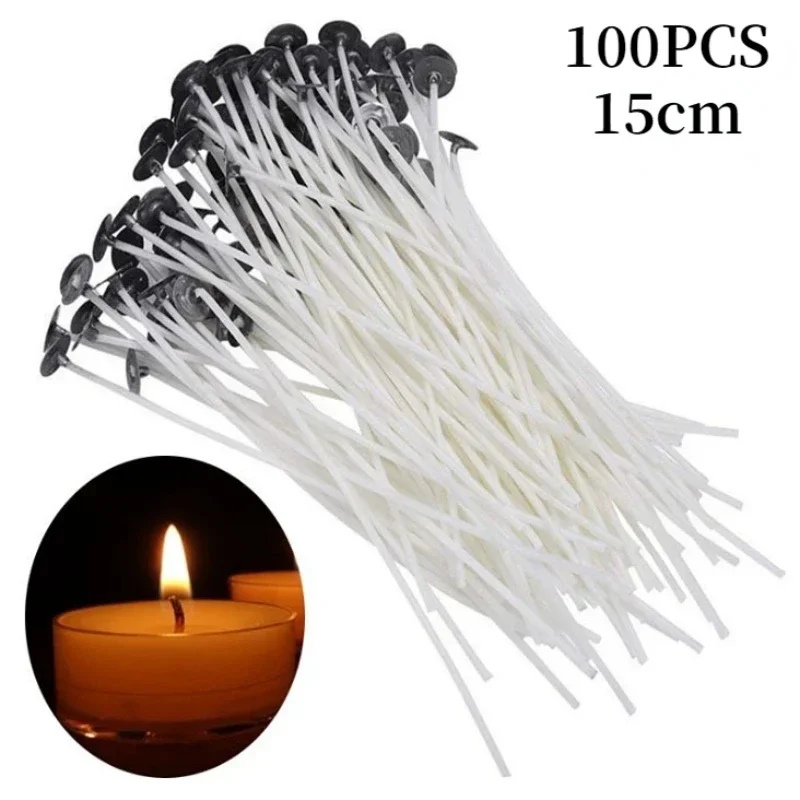 Materiales para hacer velas, núcleo de cera de soja, núcleo de algodón tejido, mechas de vela originales sin humo, lámpara de queroseno, línea de cera, accesorios de madera