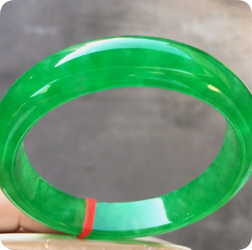 57.5mm Burma Natural Ice Green Jadeite Bracelets Emerald Jade Bracelet Bangle