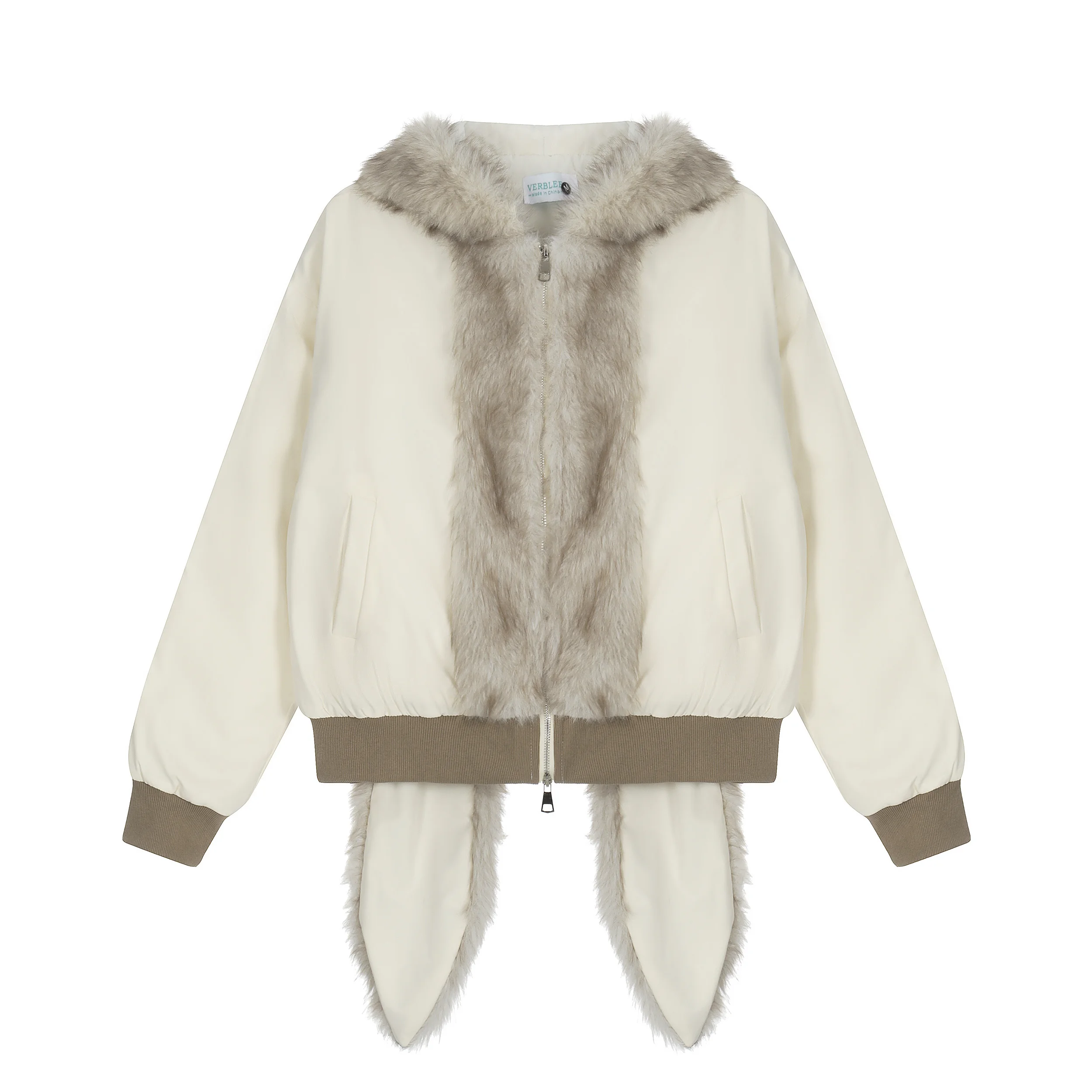 Japonês doce kawaii menina inverno fofo casaco de pelúcia bonito coelho orelhas longas com capuz zíper grosso quente curto parkas jaqueta para mulher