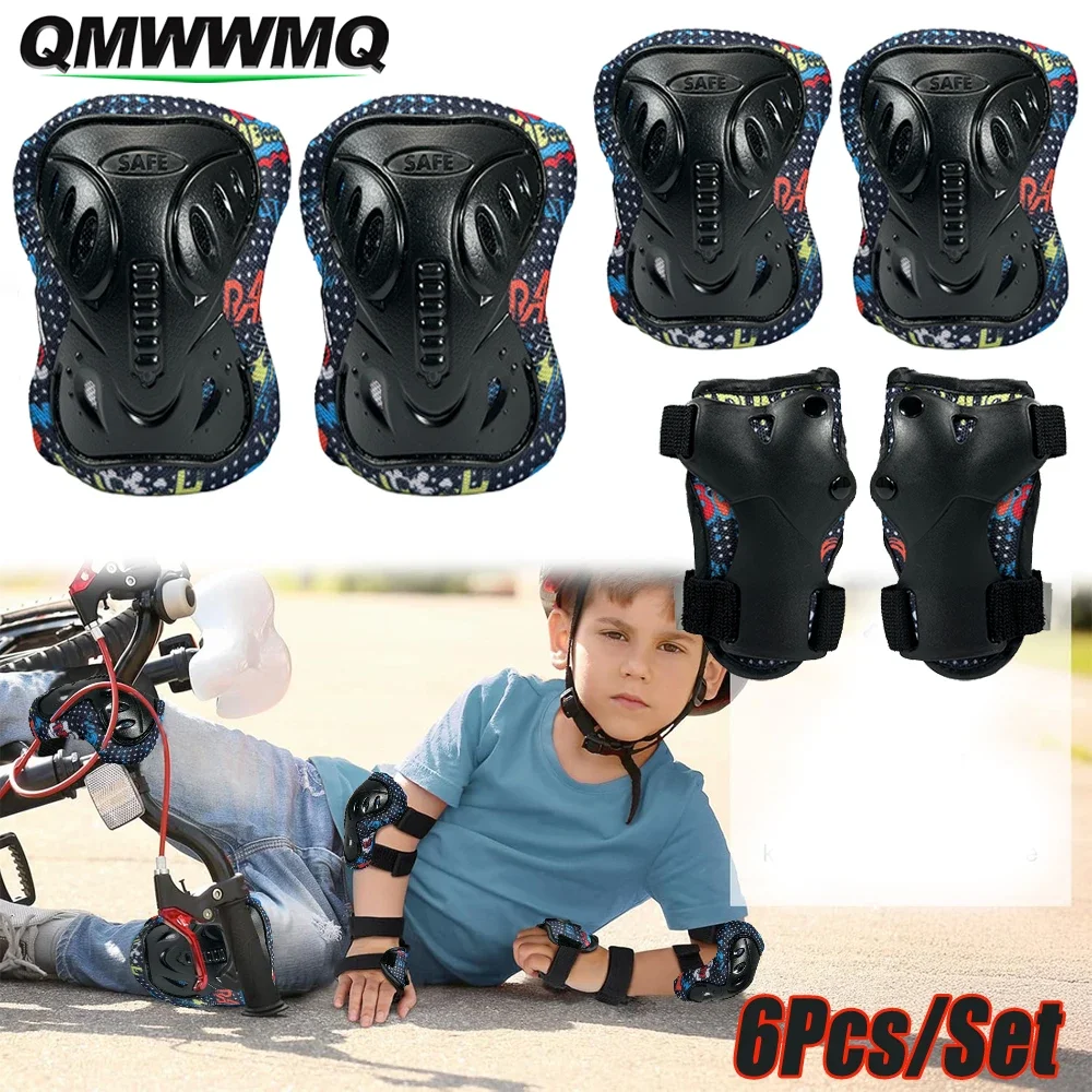 Knee Pads for Kids Knee Pads and Elbow Pads Set 6 in 1 Protective Gear Set for Boys Girls with Wrist Guard for Skating Cycling