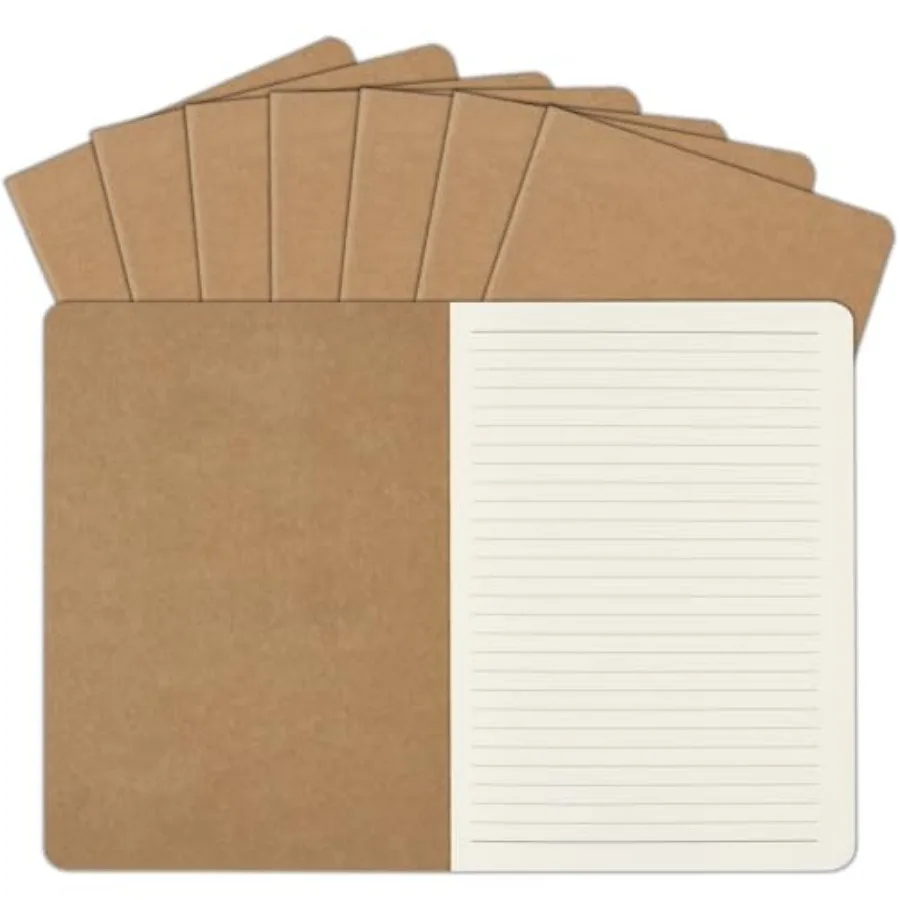

8 Pack A5 Kraft Notebooks Bulk, 8.15x5.5 Inch Lined Paper Journaling Notebooks, Notebooks for Work, Composition Notebooks for S
