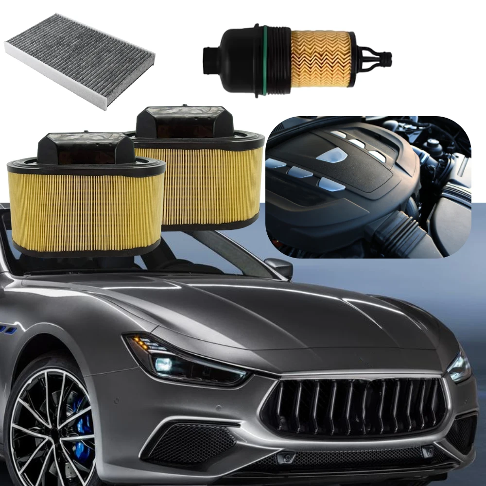 

670005021 000670001545 Set Oil Filter, Air Filter + A/C Filter for Maserati Ghibli All Engine 2014-2022 WA11165