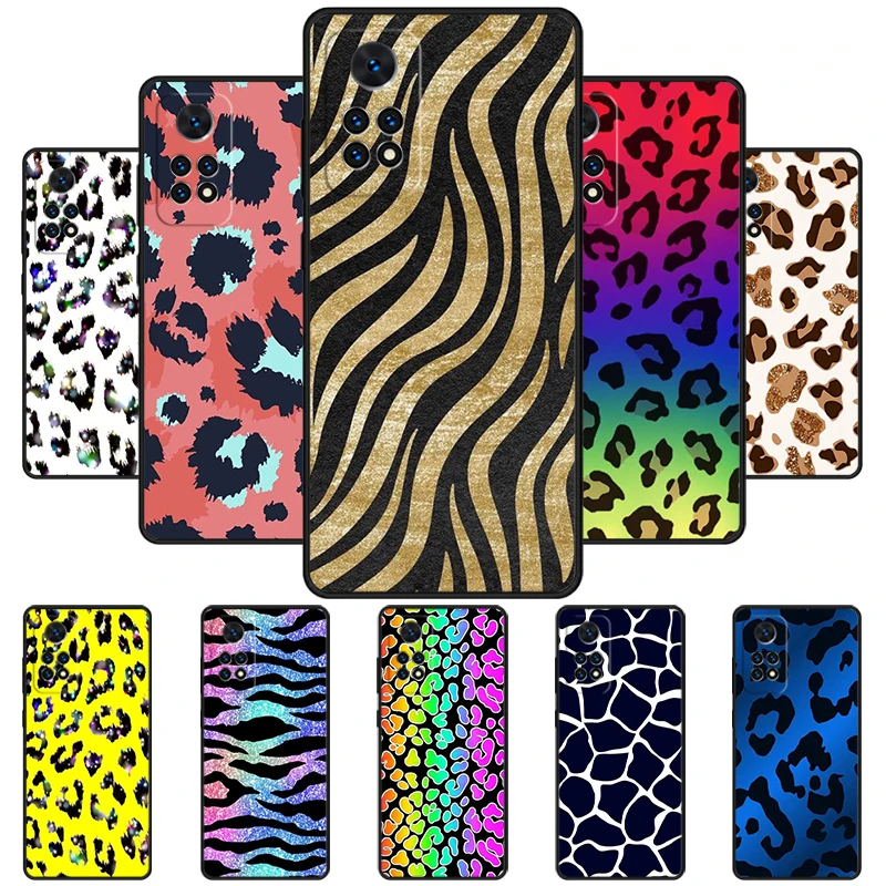 Cyan Giraffe Leopard Zebra MAD PRINTS Phone Case For Redmi Note 11 EPro 11S 10T 9S Promax 8 Pro Xiaomi 10 11 12X 12S Ultra Cover