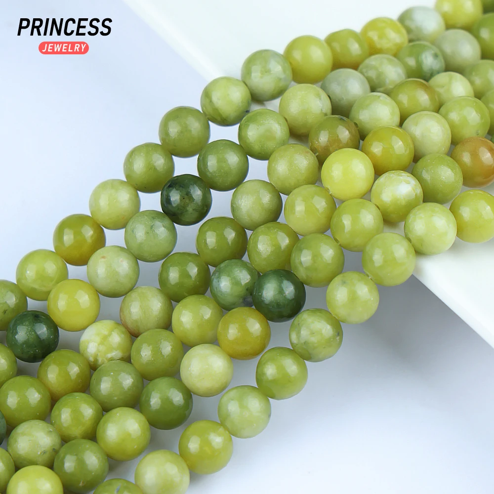 A+ Natural Green Southern Jade Jasper Loose Beads for Jewelry Making Bracelet Necklace Earrings DIY Accessories 4 6 8 10 12mm