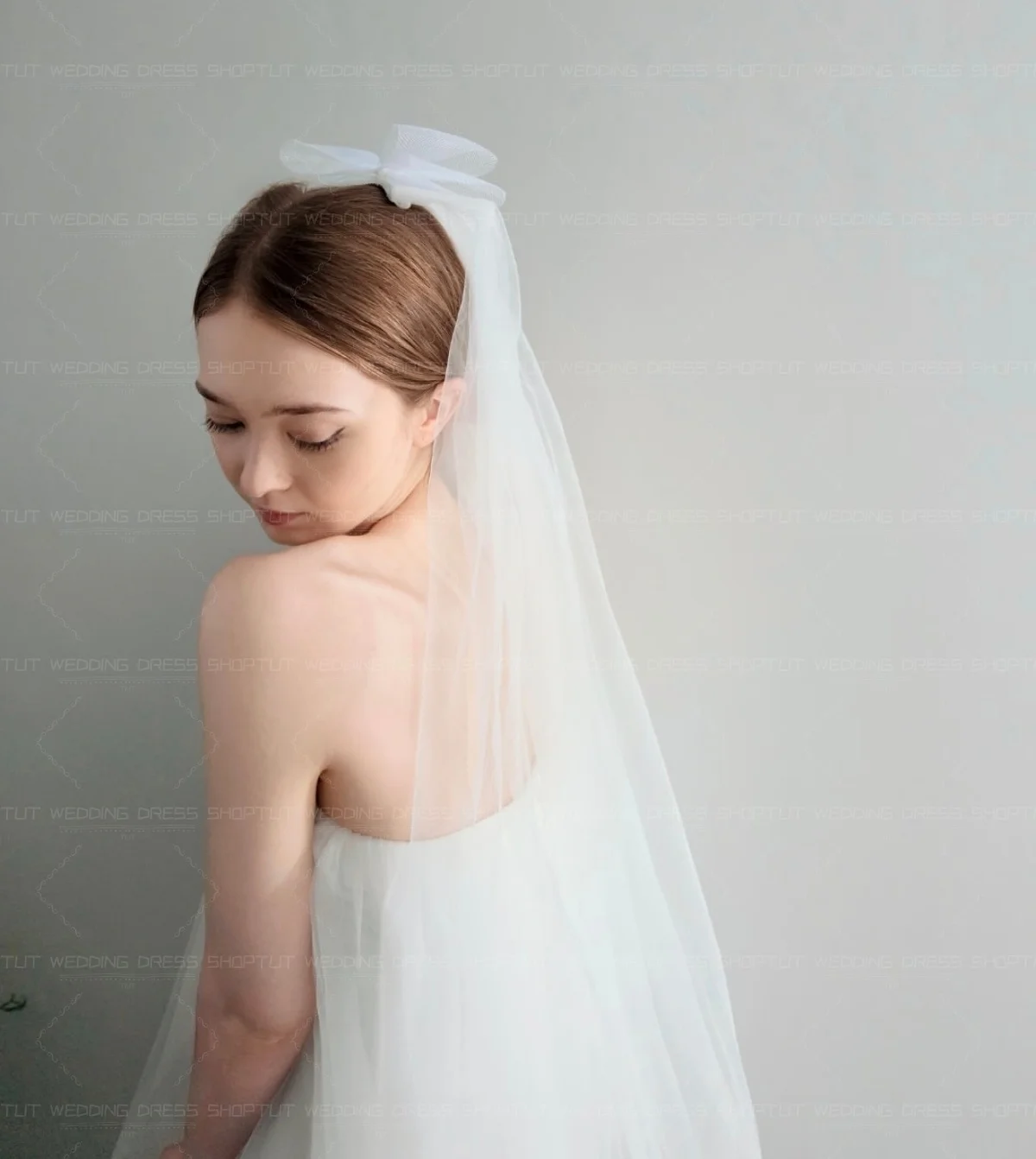 TLIT Simple Wedding Dress Ivory Strapless Sleeveless Shawl Tulle Korea Photo shoot Bridal Reception Gown Custom Made 2026