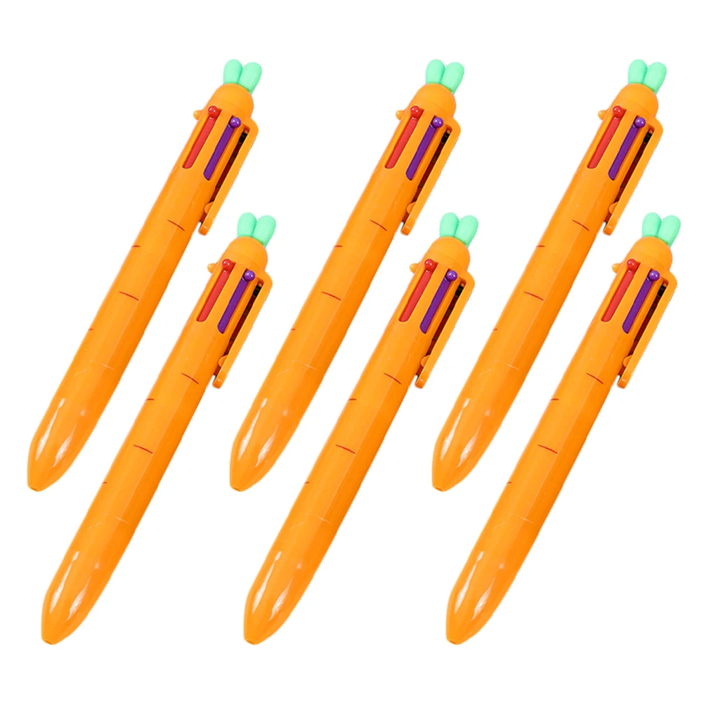 

6 шт. красочные шариковые ручки в форме морковки, удобная ручка, износостойкие чернила, идеально подходят для рисования заметок