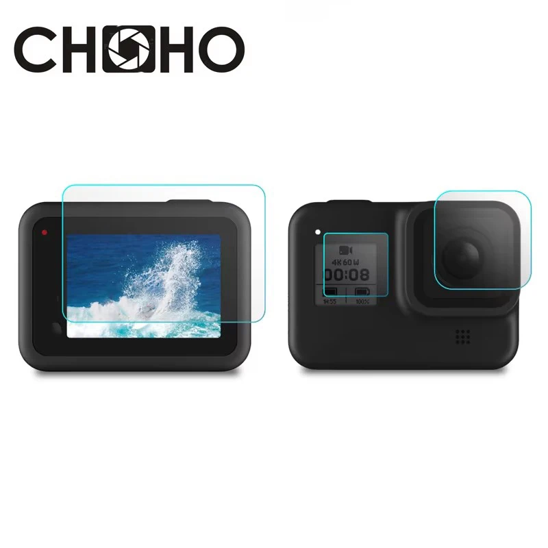 For Gopro 8 Black Accessories Screen Protector Temper Glass Ultra Clear LCD HD + Lens Protecter 3pcs A Set Kit For Go Pro Hero 8