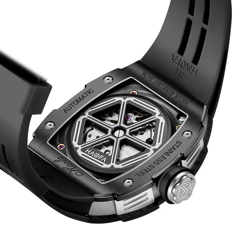 Haofa Watches For Men Automatic Skeleton Mechanical Carbon Fiber Design Watch Mens Watches High Quality Luminous Waterproof 1978