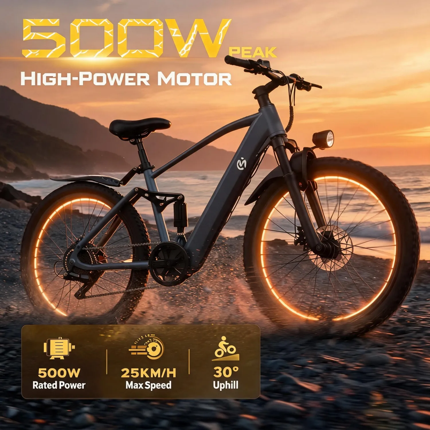 Electric Mountain Bike, 500W Motor, Hybrid Power, Full Suspension, Pedal Assist, Removable Battery, Local Delivery, Ideal Gift, for cross country e-bike, offroad ebike adventure