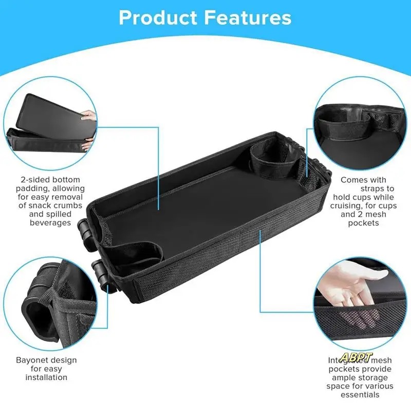 

Tray For Stroller Stroller Cup Holder Organizer Tray For Snacks Waterproof Faux Leather Side Cup Holders & Mesh