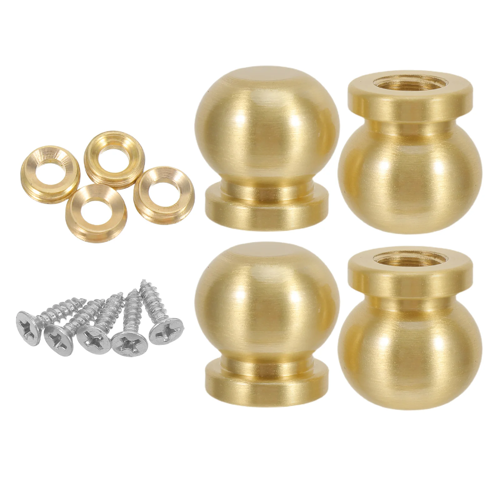 4Pcs 20mm Height Gold Solid Brass Ball Feet with Mounting Hardware for Vintage Wooden Box DIY Craft Cabinet Elevator Legs