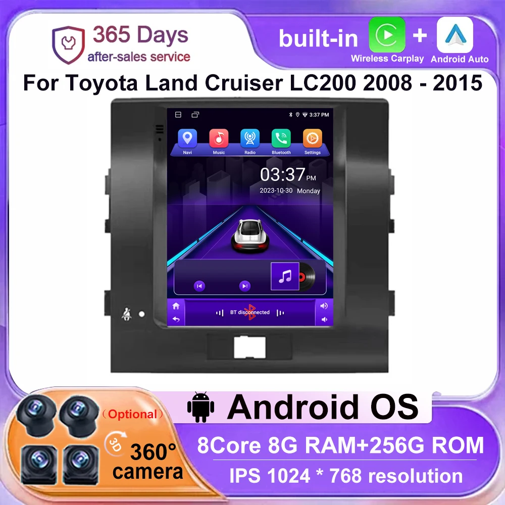 For Toyota Land Cruiser LC200 2008 - 2015 Android 14 9.7