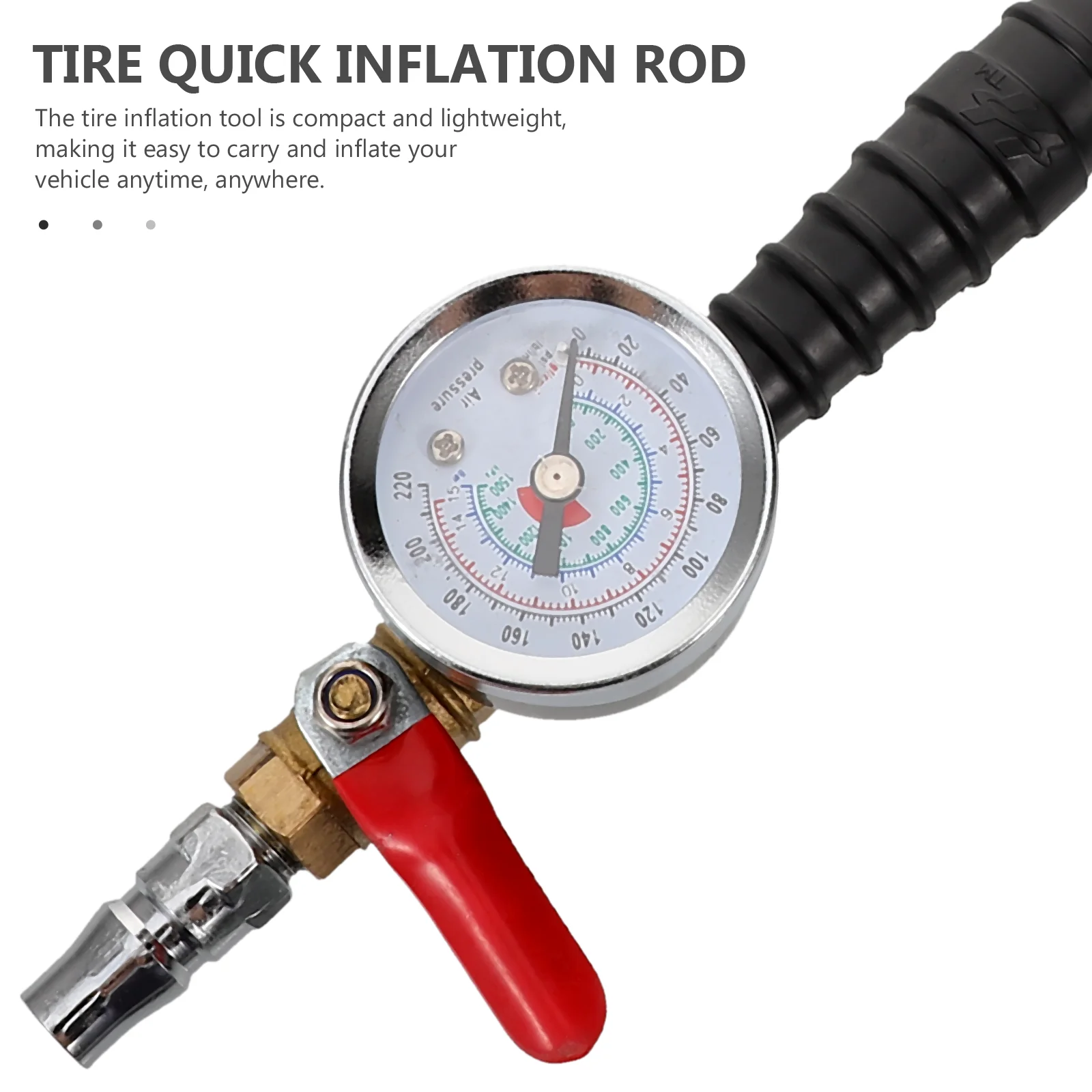 

Tire Inflator Air Chuck Tool for Car Truck Motorcycle Tires Quick Connect Analog Pressure Gauge Heavy Duty Portable Steel