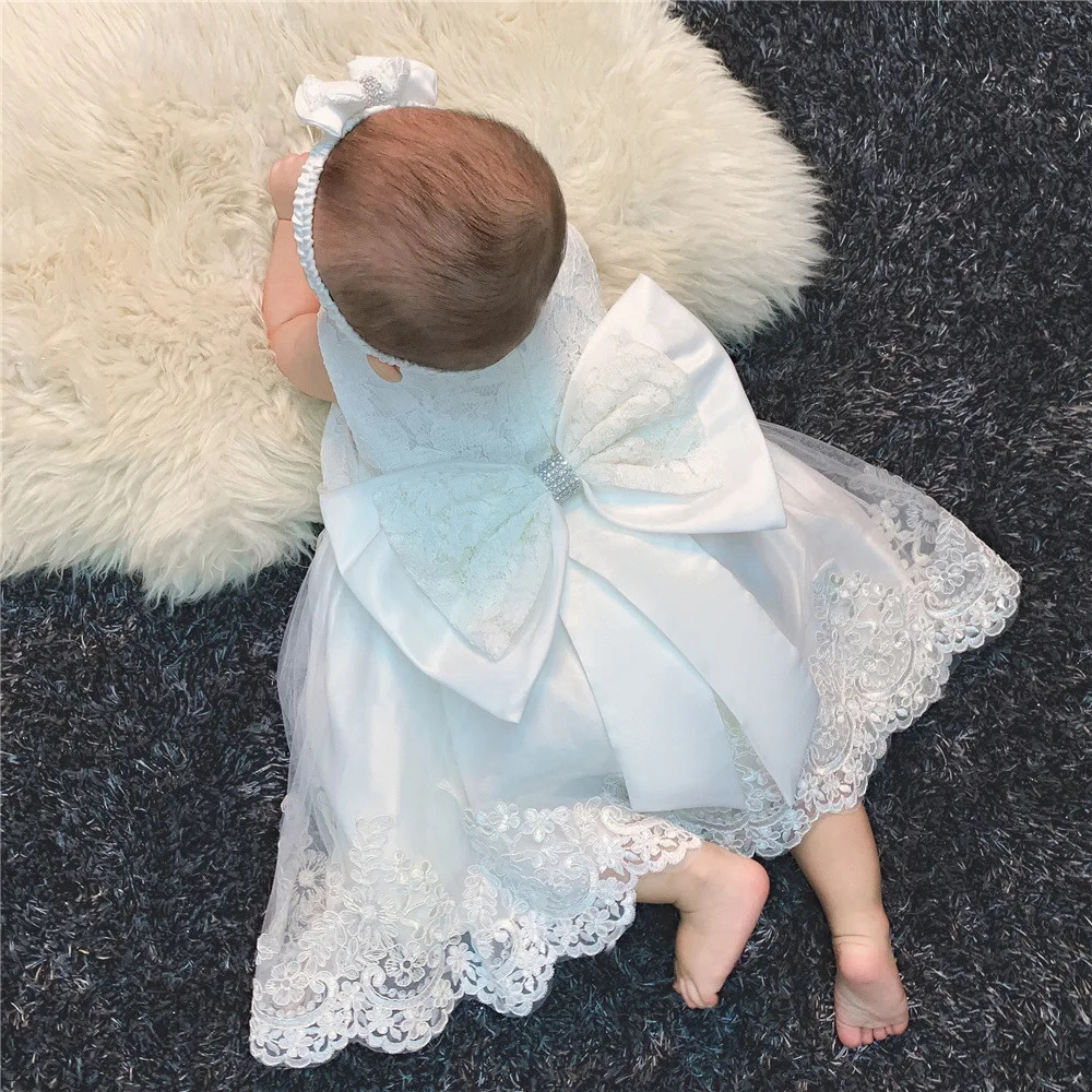 0-5 Years Old Baby Children Princess Dress One Year Old Dress Bow Lace Dress Evening Dress Baby Birthday Combination Set