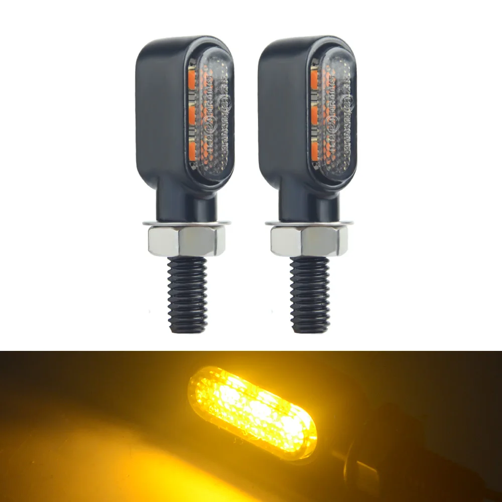 8mm Clignotant Moto LED Mini Motorfiets Richtingaanwijzers Licht Amber Indicatoren Lamp Flasher 3led 12V Voor Kawasaki Yamaha cafe Racer