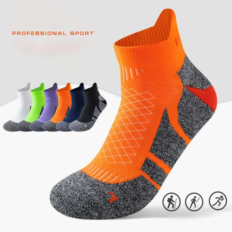 2025 Professional Marathon Running Sock Men Women Sports Fitness Thickened Cushioned Short Tube Low Cut Boat Ankle Socks