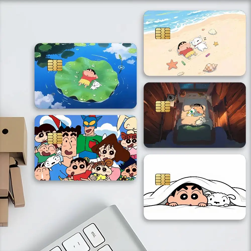 C-Crayon S-Shin-chan Cartoon-Kreditkarten-Aufkleber für Bankkarten, dekorativer Schutz, kratzfest, Geschenk, 4 Stück