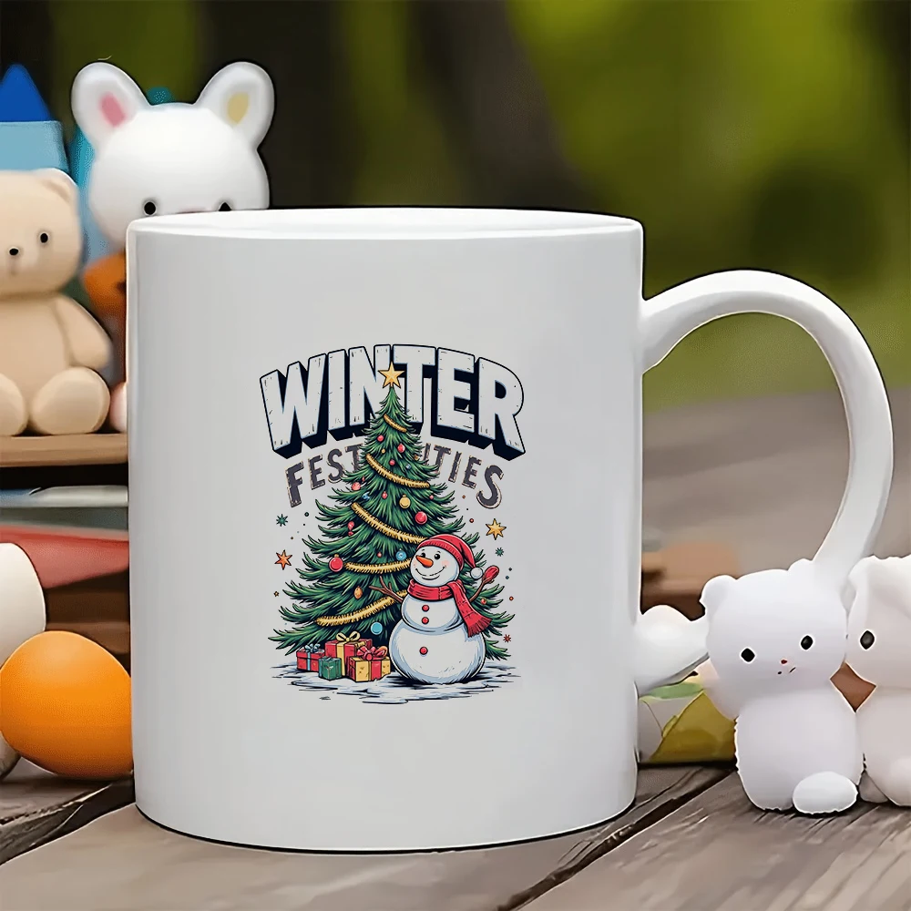 

11oz cartoon Christmas mug + festive themed cup Christmas gift kids' family office coffee mug