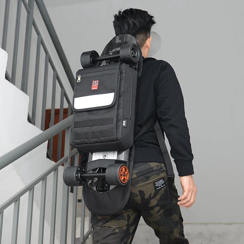 حقيبة تزلج كهربائية بأربع عجلات من Mackar 90207، حقيبة احترافية بالإضافة إلى ترقية، حقيبة صغيرة على شكل لوح سمكة مزدوج، حقيبة تزلج على الظهر