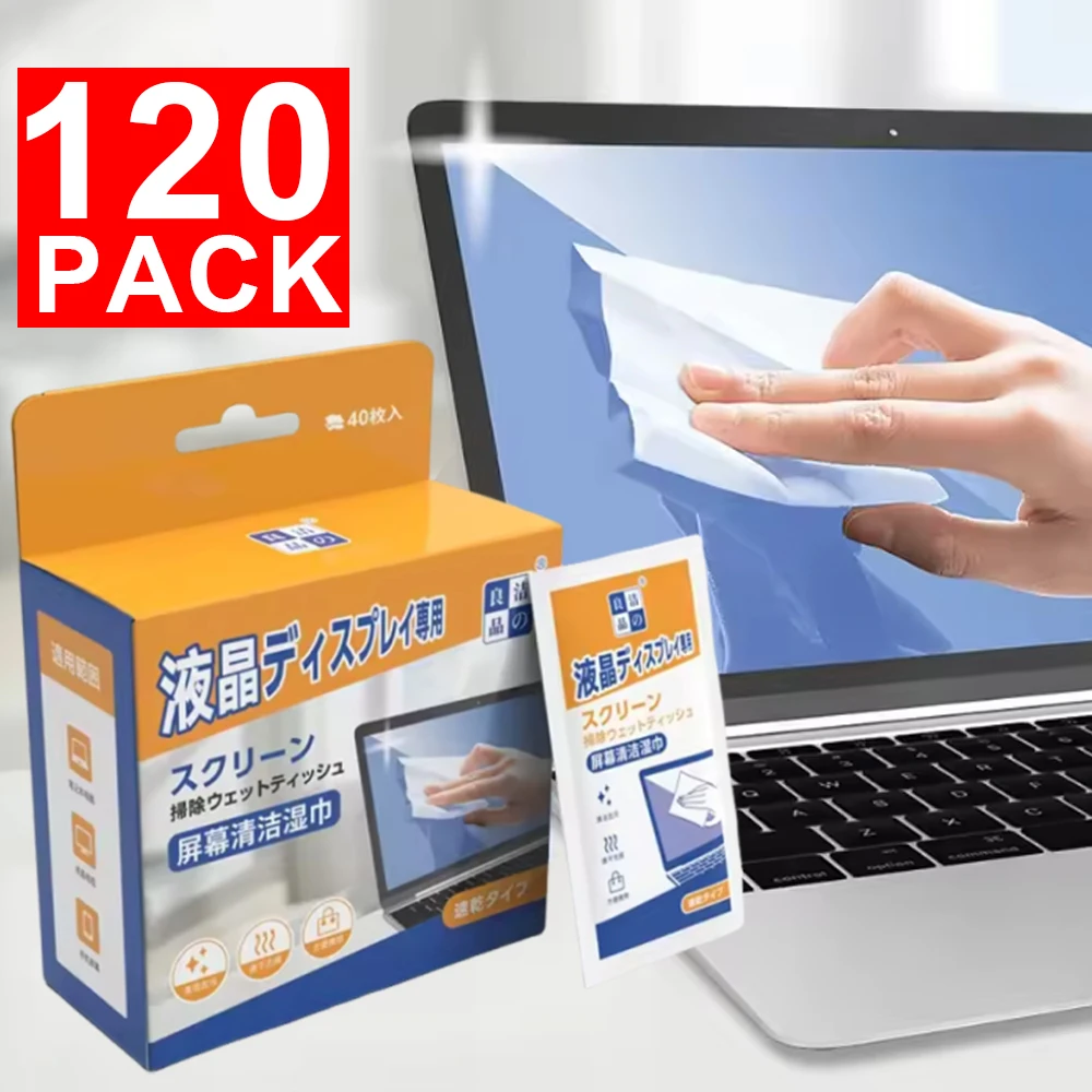 1/2/3box of Disposable Portable LCD Screen Cleaning Wipes - Dry and Wet Screen for Tablets Laptops Phones TVs Cars and Monitors