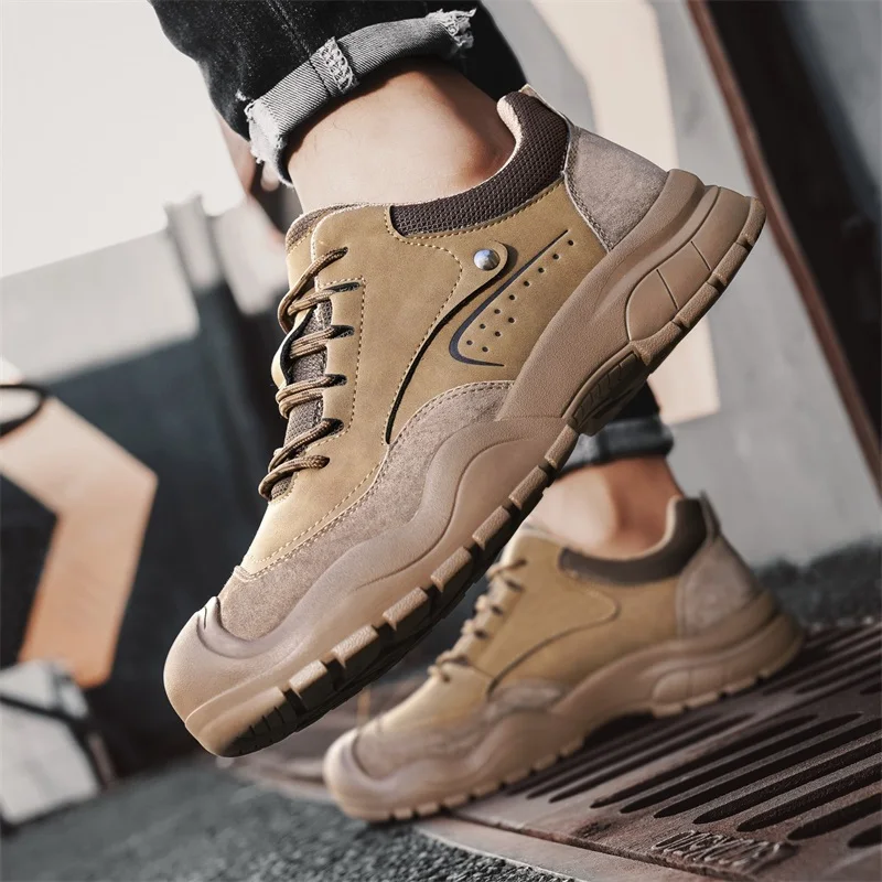 

Autumn Men's Outdoor Comfortable Soft Bottom Anti Slip Waterproof Mountaineering Fashion Strap Up Men's Sports and Leisure Shoes