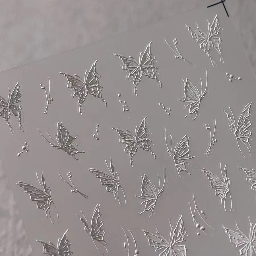 

Премиальные белые 3D-наклейки для ногтей с бабочками, 1 шт., эфирные жидкие самоклеящиеся стикеры для профессионального маникюра, оптом