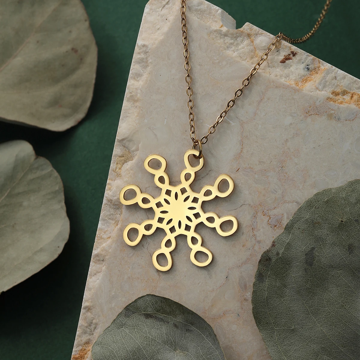 CHENGXUN Stainless Steel Virus Laser Cut Pendant Necklace Abstract Viral Model Cutout Charm Handmade Polishing Raw Virus Charm