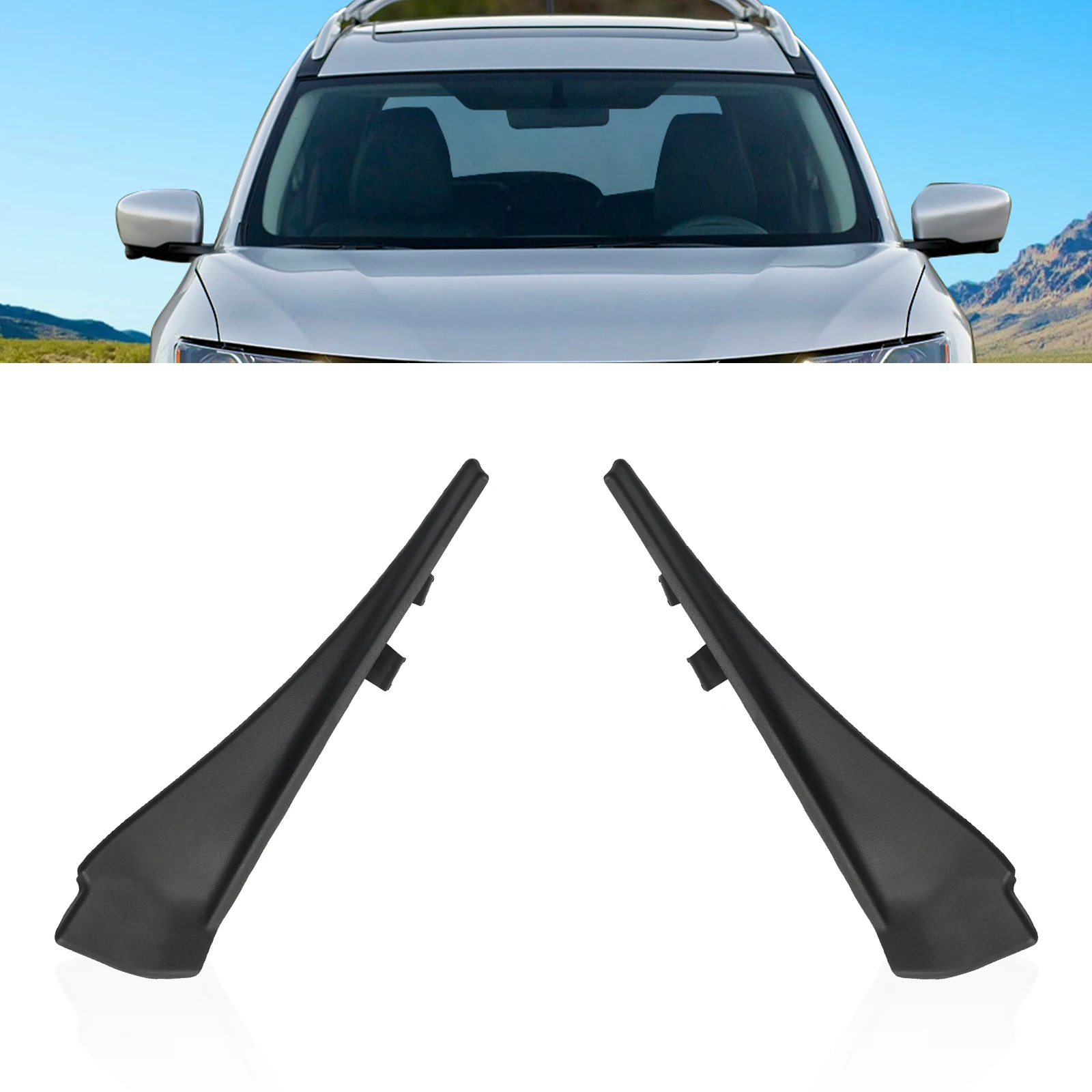 1Pair Black Front Windshield Wiper Cowl For Nissan Rogue 2014-2020 Cowl Extension Trim Cover For 66895-4CL0A 66894-4CL0A