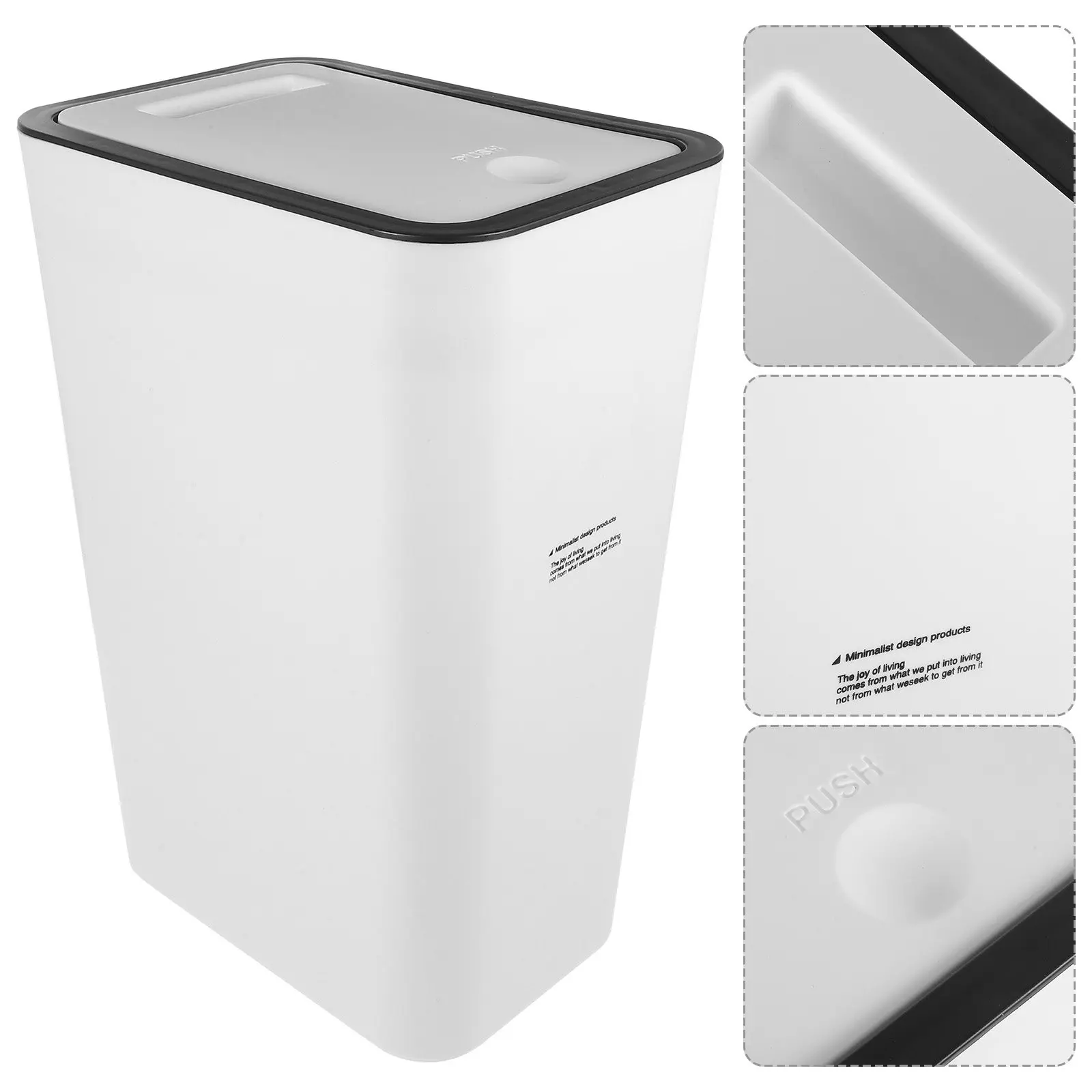 

Small White Plastic Trash Can with Lid Pedal Operated Garbage Bin for Kitchen Bathroom Lidded Waste Container