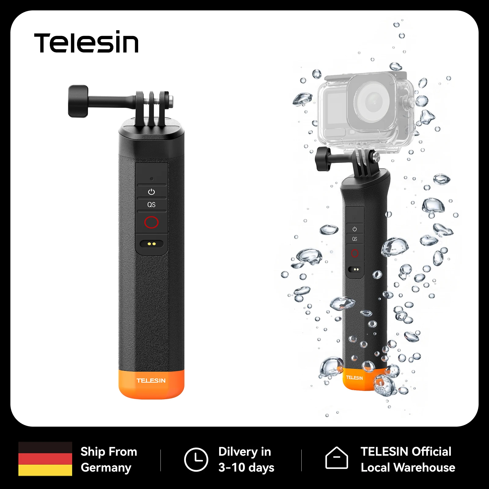 TELESIN Ferngesteuerter Schwimmfähiger Wasserdichter Tauch-Selfie-Stick für DJI Osmo Action 6/5 Pro/4 |   Für DJI Osmo Action 6/5 Pro/4, Wasserdichter Schwimmender Handgriff mit
