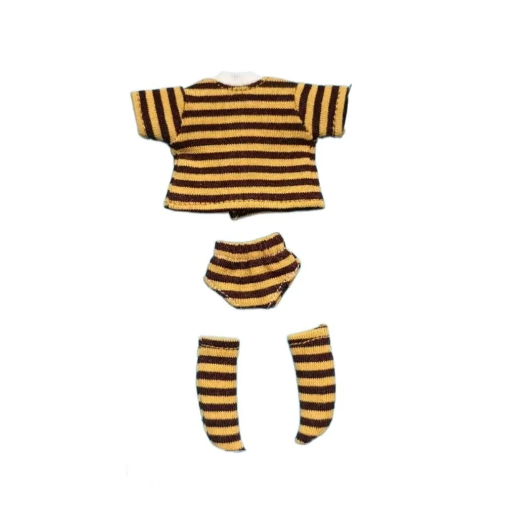 

Футболка Ob11, одежда для куклы, вязаный свитшот, шорты, носки, нижнее белье для куклы, хлопковые топы ручной работы OB11, полосатые топы, кукла 1/12