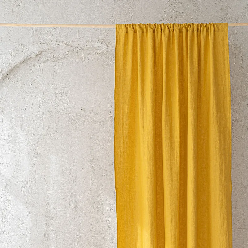 Nordic-style Linen 100% Curtains in Solid Color Custom-made for Guesthouses Hotels Pure color fabric for Sunshade Curtains