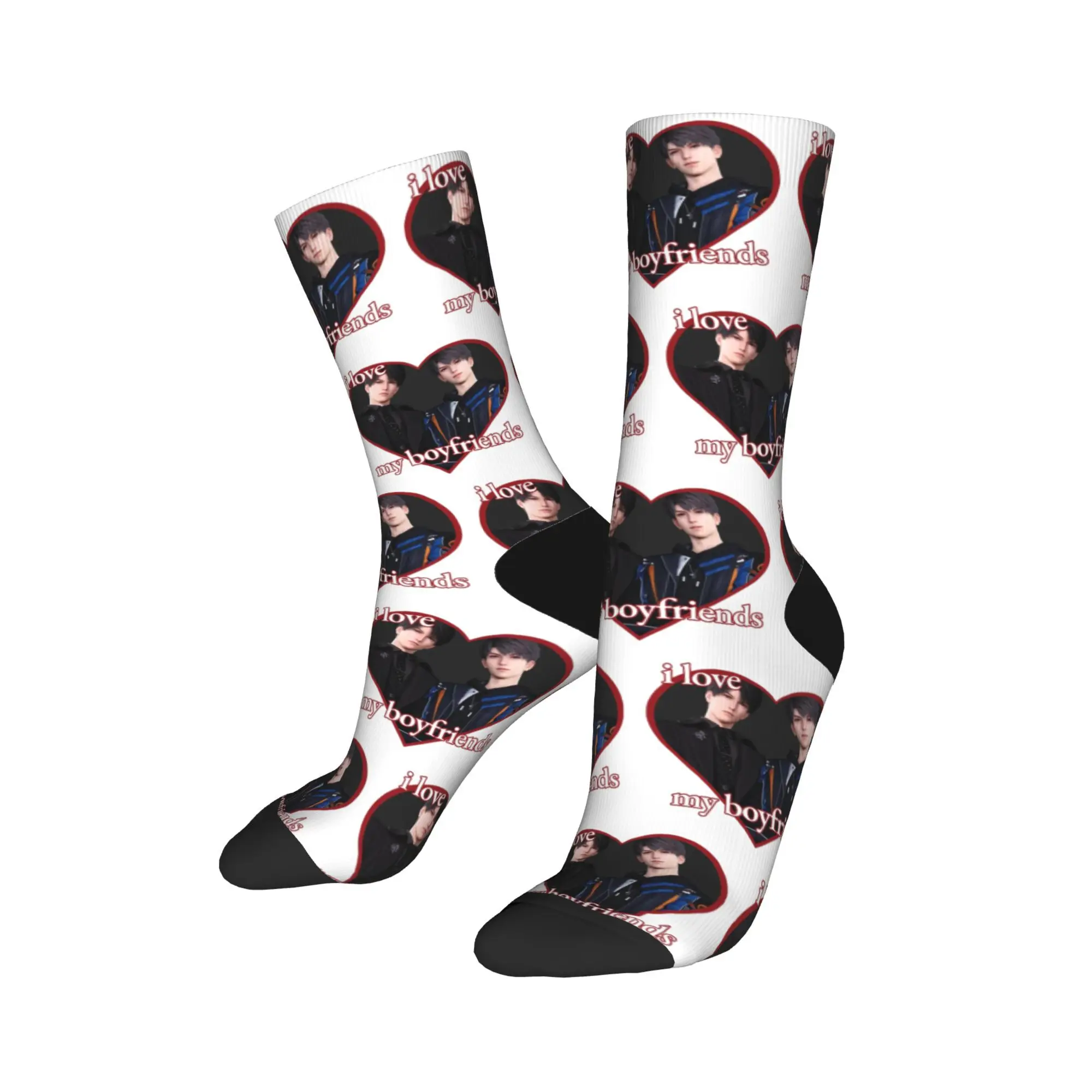 

Cool Love & Deepspace Zayne and Caleb Otome Game Football Socks Polyester Middle Tube Socks for Women Men Sweat Absorbing