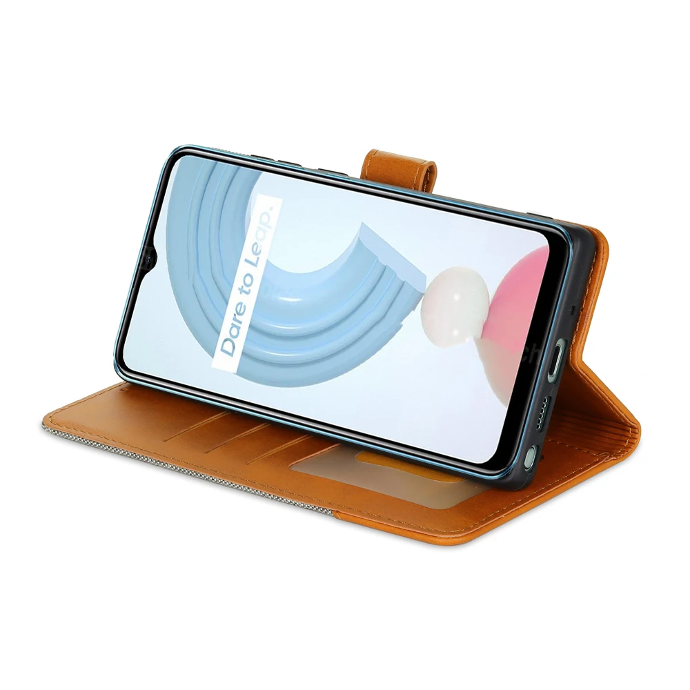 Funda de cuero con tapa para móvil, carcasa tipo billetera para Realme, C21, C21Y, C20, C20A, C2s, C25s, C25, OPPO Realme, C 21, 20, 20A, 25