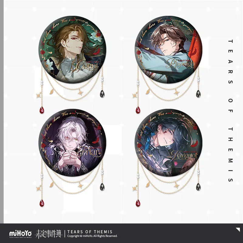 Official MiHoYo Tears of Themis series Luke Pearce Artem Wing Vilhelm Anime tinplate chain badge brooch Ornament Halloween Gift
