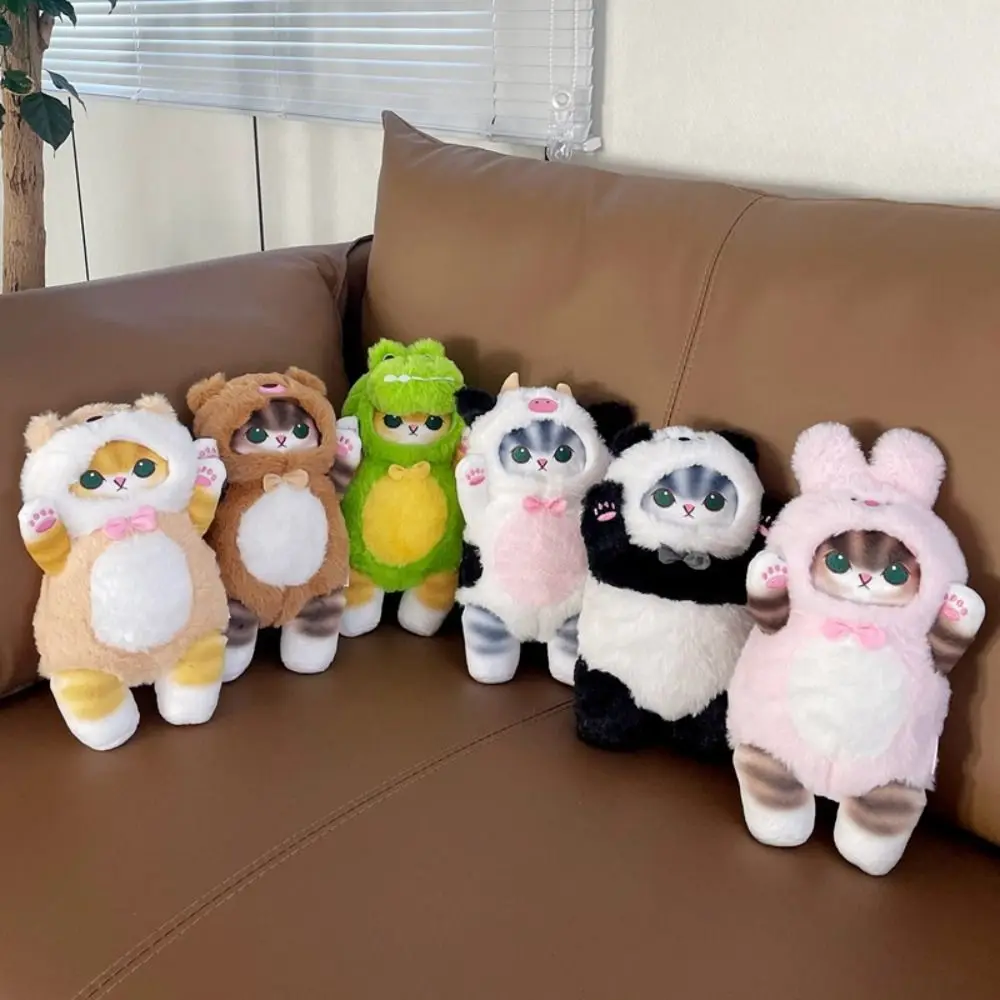 Postura em pé tubarão gato boneca de pelúcia decoração animal de pelúcia anime mofusand boneca de pelúcia cruz vestir urso marrom