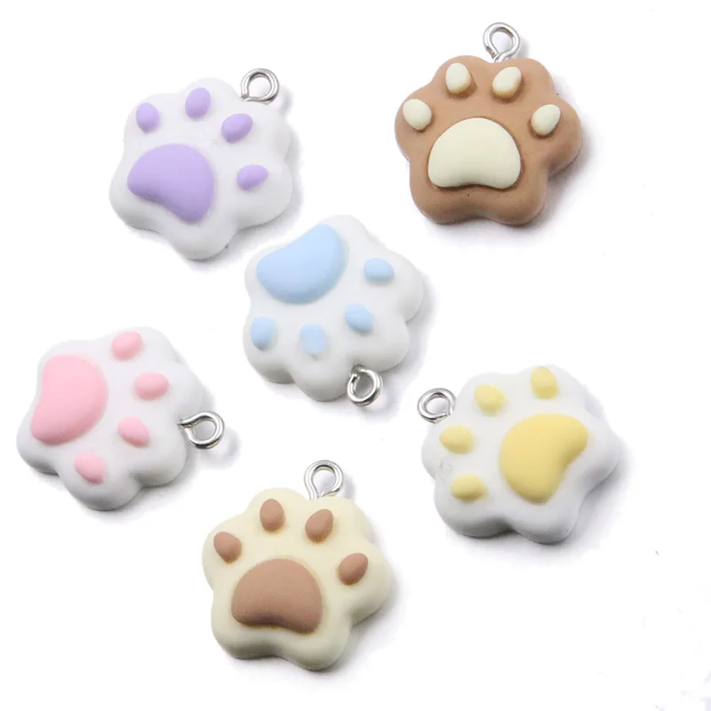 10PCS 20X22mm 7 Color Cat Claw Resin Charms DIY Cartoon Animal Earring Pet Choker Pendants Jewelry Accessory Make