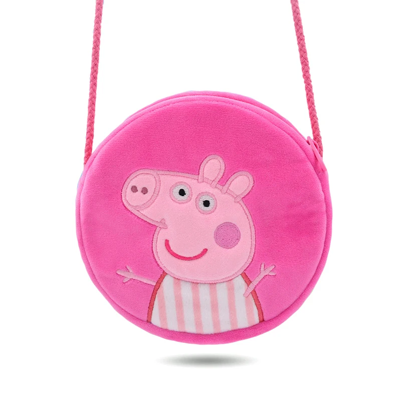 Sac à bandoulière en peluche Peppa Pig pour enfants, sac à dos rond en peluche, George, maternelle, dessin animé lancé, porte-monnaie, cadeaux d'anniversaire