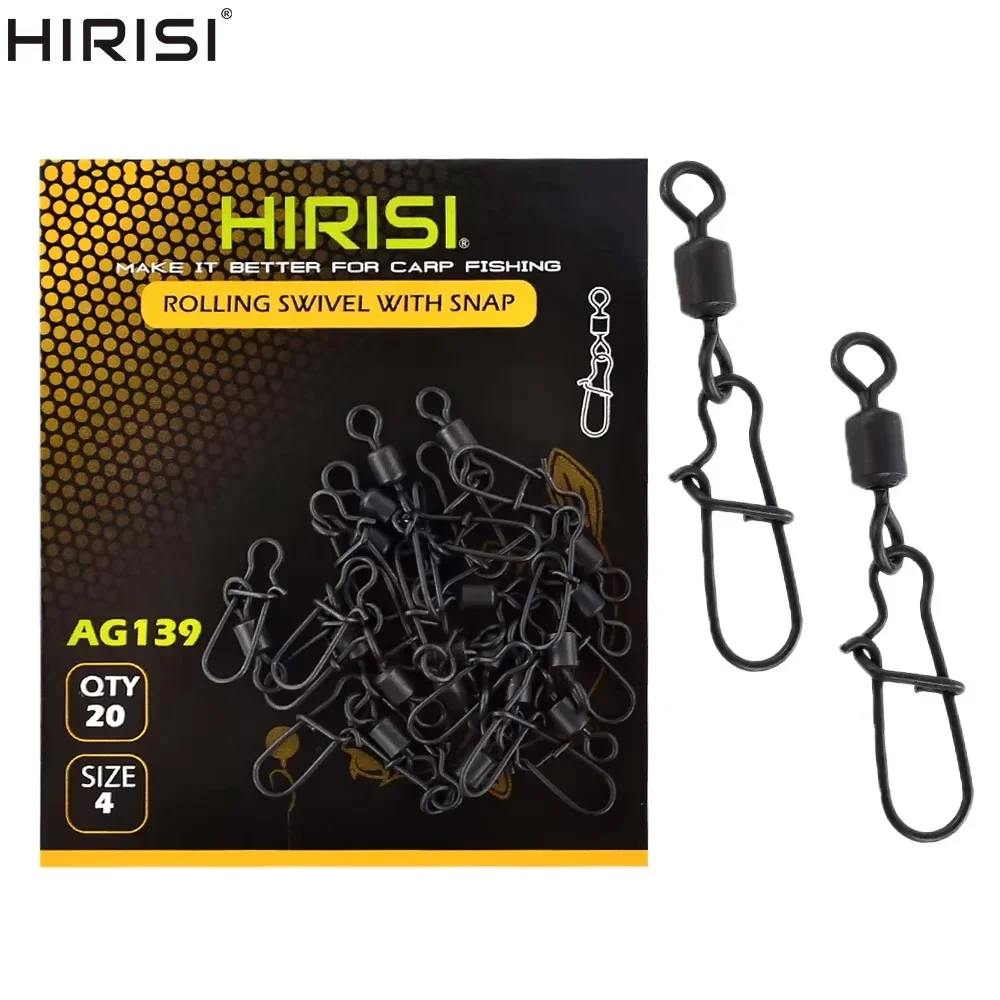 

Hirisi 20pcs Carp Fishing Quick Change Snap Swivel Matt Black For Terminal Fishing Accessories AG139